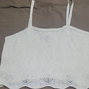 Frye White Lace-Trim Cropped Camisole